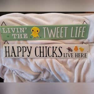 2- 3 1/2 " by 22 inch Metal Chicken Signs, Brand: Open Road, NWT